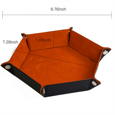 Leatherette & Velvet Dice Tray (Orange Hex) Dice Tray Foam Brain Games