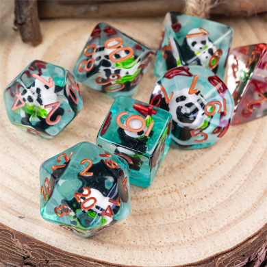 Panda in Bamboo RPG Dice Set Plastic Dice Foam Brain Games