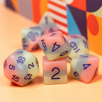 Peach Snow Cone RPG Dice Set Plastic Dice Foam Brain Games