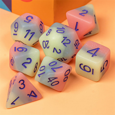 Peach Snow Cone RPG Dice Set Plastic Dice Foam Brain Games