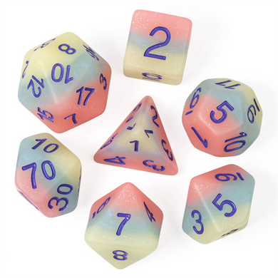 Peach Snow Cone RPG Dice Set Plastic Dice Foam Brain Games