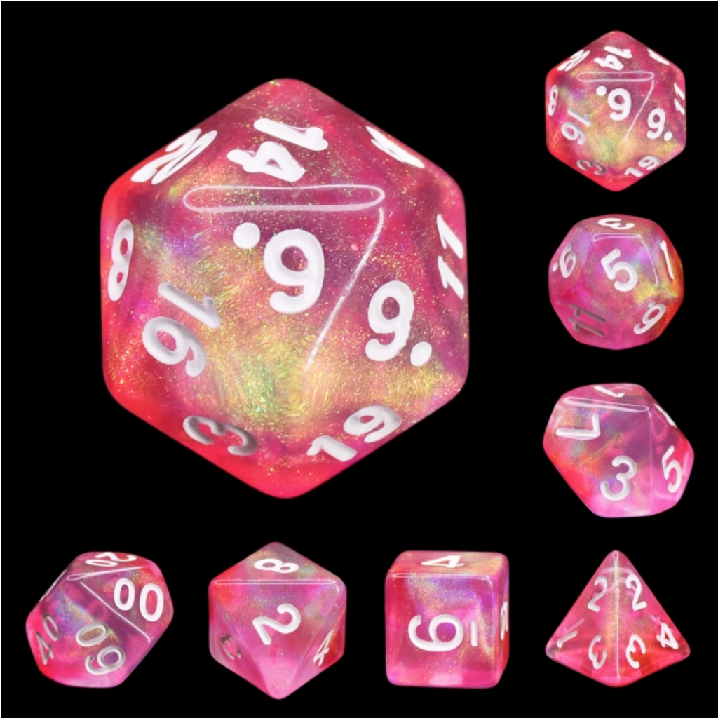 Pink Bunny RPG Dice Set Plastic Dice Foam Brain Games