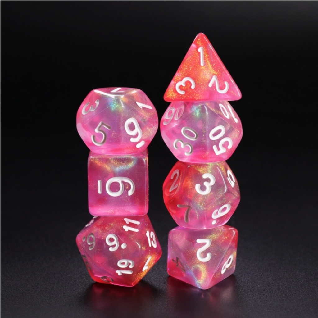 Pink Bunny RPG Dice Set Plastic Dice Foam Brain Games