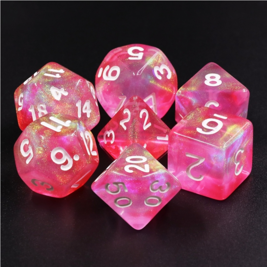 Pink Bunny RPG Dice Set Plastic Dice Foam Brain Games