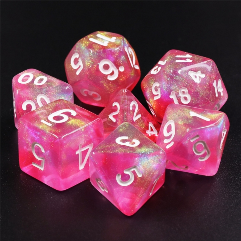 Pink Bunny RPG Dice Set Plastic Dice Foam Brain Games