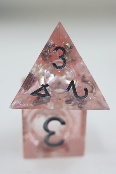 Sharp Edge Liquid Core RPG Dice Set - Pink Plastic Dice Foam Brain Games