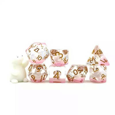 Pink Polar Bear RPG Dice Set Plastic Dice Foam Brain Games