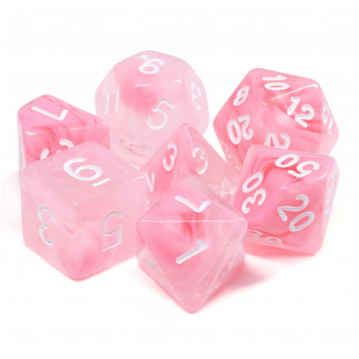 Pink Rose RPG Dice Set Plastic Dice Foam Brain Games