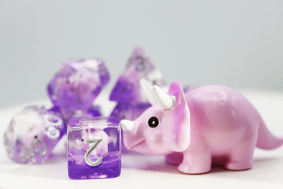 Pink Triceratops RPG Dice Set Plastic Dice Foam Brain Games