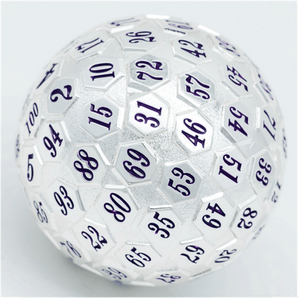 45mm Metal D100 - Platinum with Purple Metal Dice Foam Brain Games