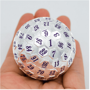 45mm Metal D100 - Platinum with Purple Metal Dice Foam Brain Games