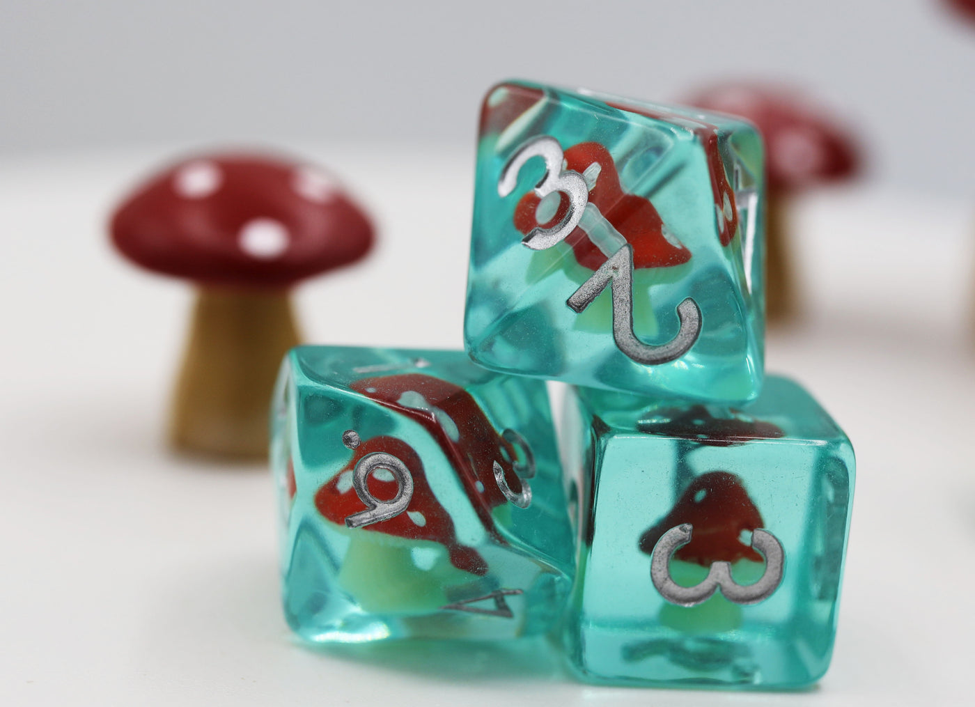 Power Up Mushroom RPG Dice Set Plastic Dice Foam Brain Games