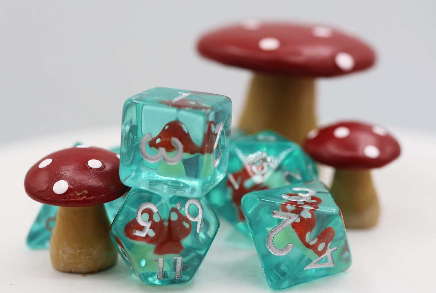 Power Up Mushroom RPG Dice Set Plastic Dice Foam Brain Games