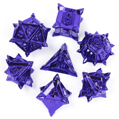 Warrior's Flail: Purple - Metal RPG Dice Set Metal Dice Foam Brain Games