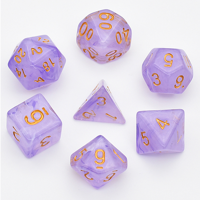 Purple Silk Translucent Dice RPG Dice Set Plastic Dice Foam Brain Games
