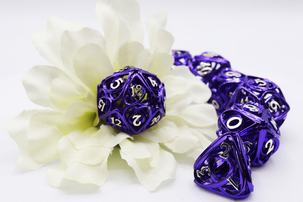 Hollow Hearts: Purple - Metal RPG Dice Set Metal Dice Foam Brain Games