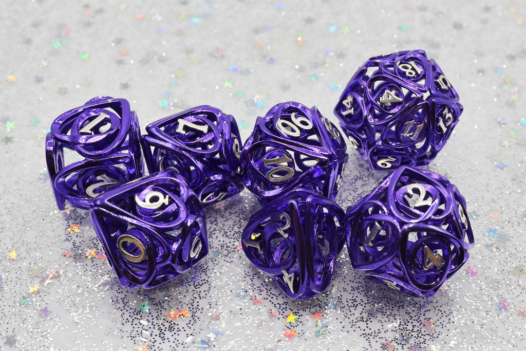 Hollow Hearts: Purple - Metal RPG Dice Set Metal Dice Foam Brain Games