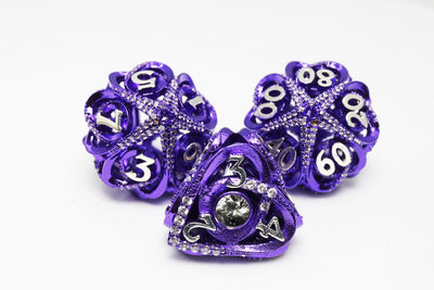 Hollow Hearts: Jeweled Purple - Metal RPG Dice Set Metal Dice Foam Brain Games
