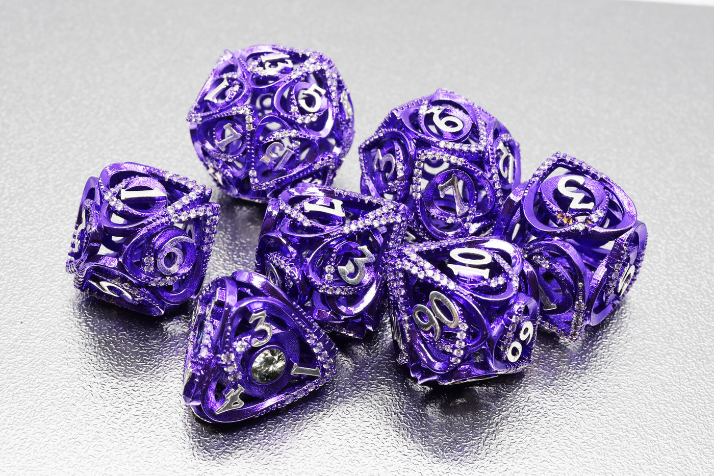 Hollow Hearts: Jeweled Purple - Metal RPG Dice Set Metal Dice Foam Brain Games