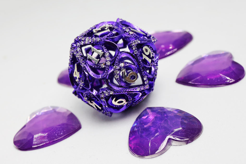 Hollow Hearts: Jeweled Purple - Metal RPG Dice Set Metal Dice Foam Brain Games