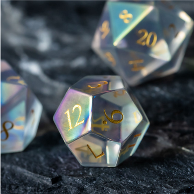 Rainbow Crystal - Gemstone Engraved with Gold Stone Dice Foam Brain Games