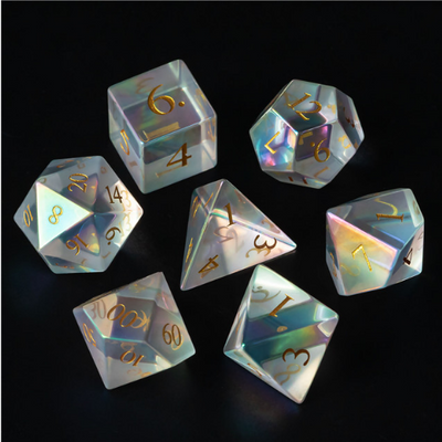 Rainbow Crystal - Gemstone Engraved with Gold Stone Dice Foam Brain Games