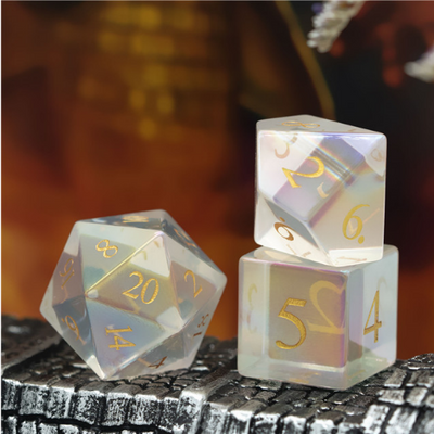 Rainbow Crystal - Gemstone Engraved with Gold Stone Dice Foam Brain Games