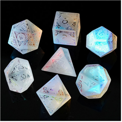 Rainbow Crystal and Flourish - Gemstone Engraved Stone Dice Foam Brain Games