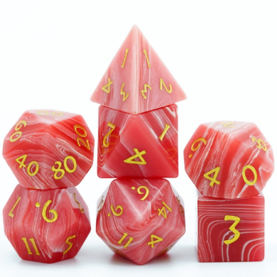 Red Agate - Gemstone Engraved with Gold Stone Dice Foam Brain Games