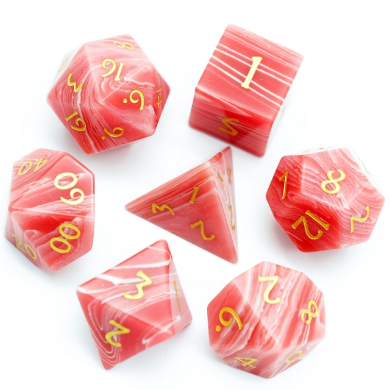 Red Agate - Gemstone Engraved with Gold Stone Dice Foam Brain Games