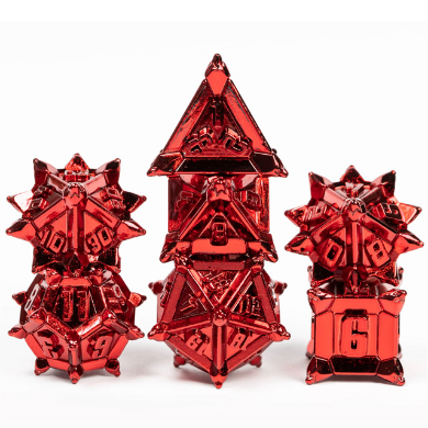 Warrior's Flail: Red - Metal RPG Dice Set Metal Dice Foam Brain Games