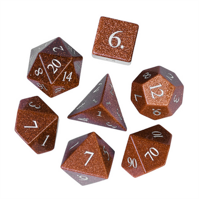 Red Goldstone - Engraved Gemstone Stone Dice Foam Brain Games