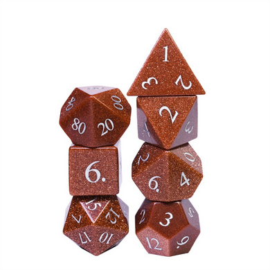 Red Goldstone - Engraved Gemstone Stone Dice Foam Brain Games