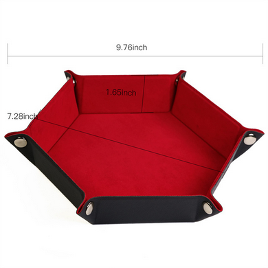 Leatherette & Velvet Dice Tray (Red Hex) Dice Tray Foam Brain Games