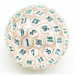 45mm Metal D100 - Rose Gold & Silver Metal Dice Foam Brain Games