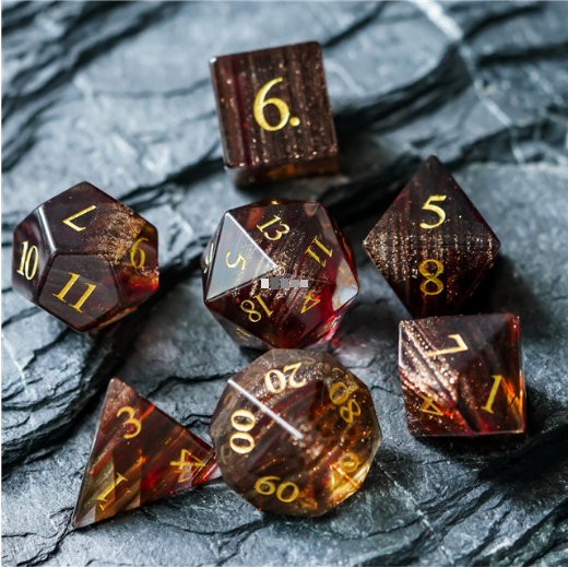 Blonde Hair Glass - Gemstone Engraved with Gold Stone Dice Foam Brain Games