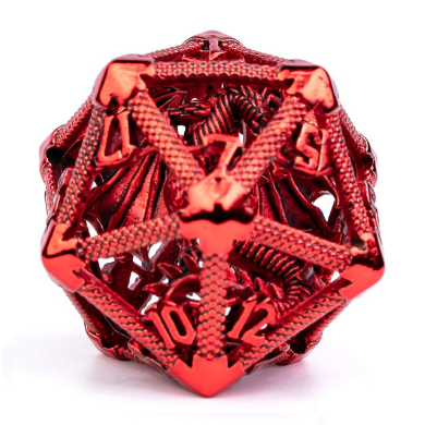 Hollow Dragon Keep D20 - Red Metal Dice Foam Brain Games