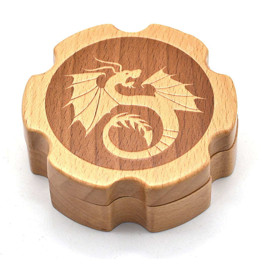 Beech Wood Dice Box (Hexagonal) with Dragon Dice Box Foam Brain Games