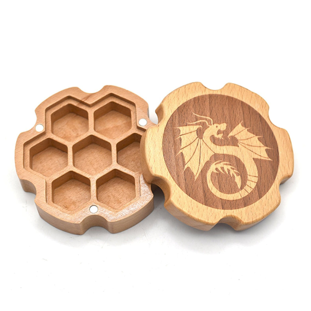 Beech Wood Dice Box (Hexagonal) with Dragon Dice Box Foam Brain Games