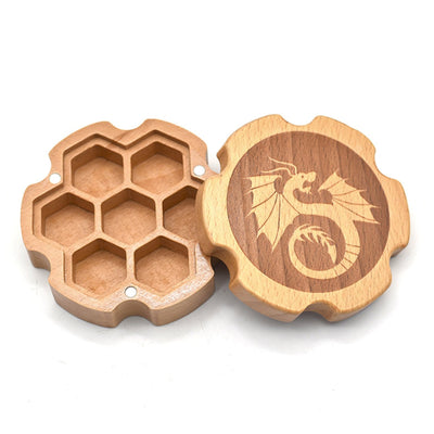 Beech Wood Dice Box (Hexagonal) with Dragon Dice Box Foam Brain Games