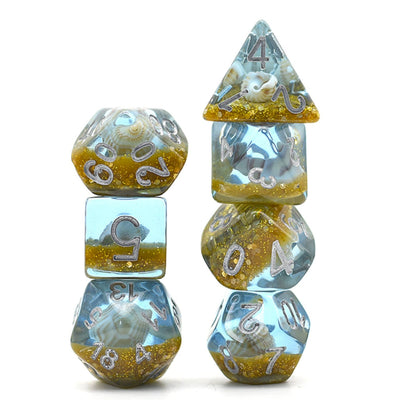 Blue and Gold Beach Conch Dice Plastic Dice Foam Brain Games