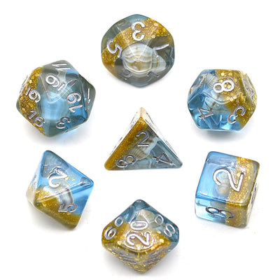Blue and Gold Beach Conch Dice Plastic Dice Foam Brain Games