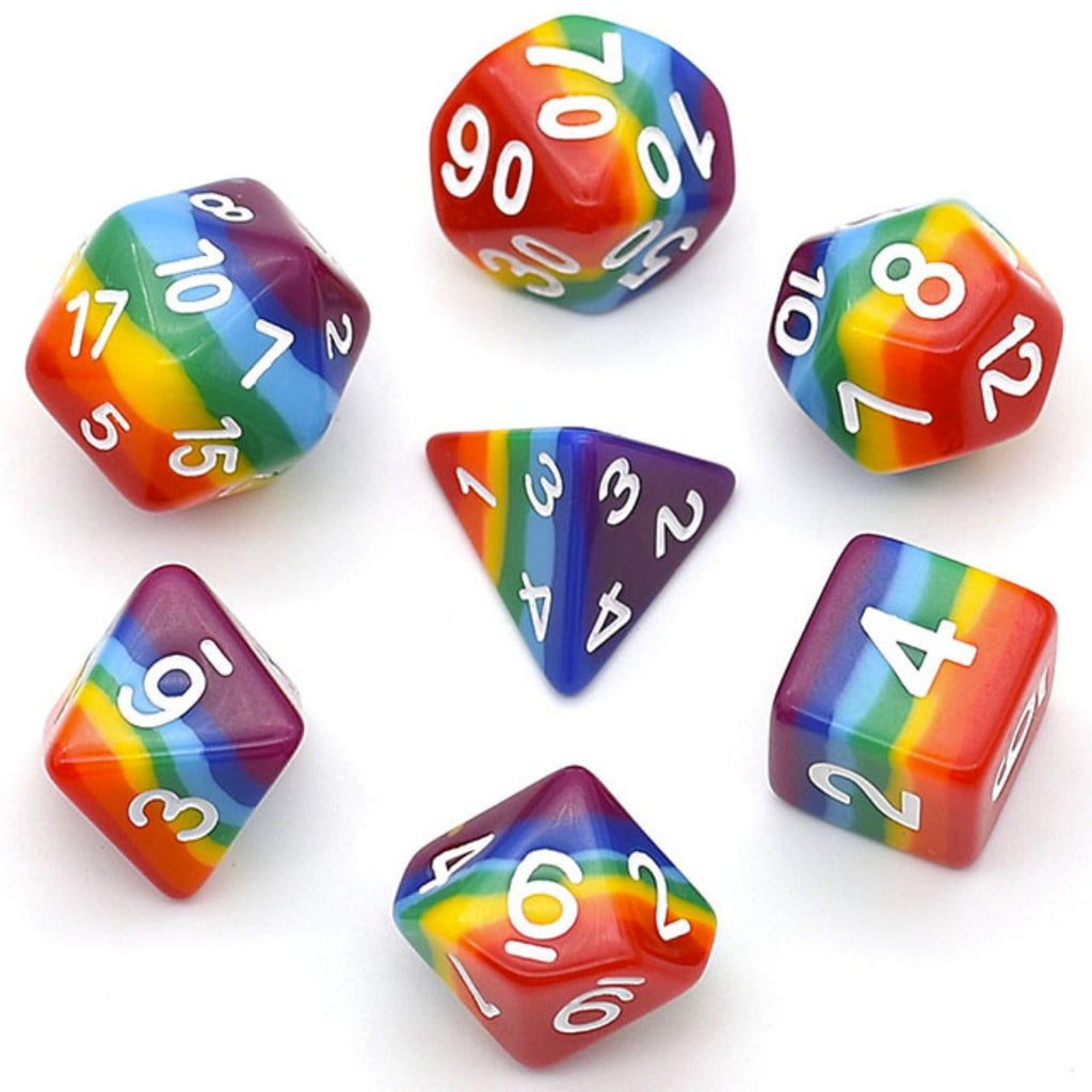 Opaque Rainbow Layer RPG Dice Set Plastic Dice Foam Brain Games