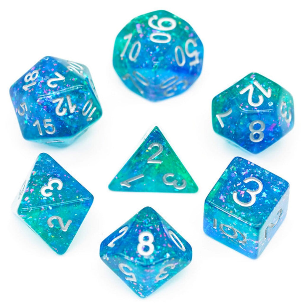 Ocean Glitter RPG Dice Set Plastic Dice Foam Brain Games