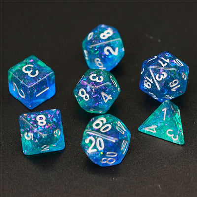 Ocean Glitter RPG Dice Set Plastic Dice Foam Brain Games