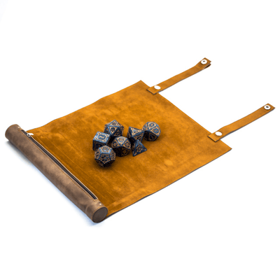 Brown Roll Up Leatherette Dice Mat Dice Box Foam Brain Games