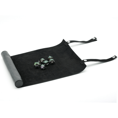Black Roll Up Leatherette Dice Mat Dice Box Foam Brain Games