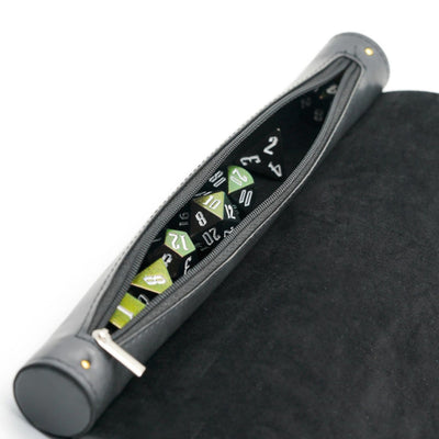 Black Roll Up Leatherette Dice Mat Dice Box Foam Brain Games