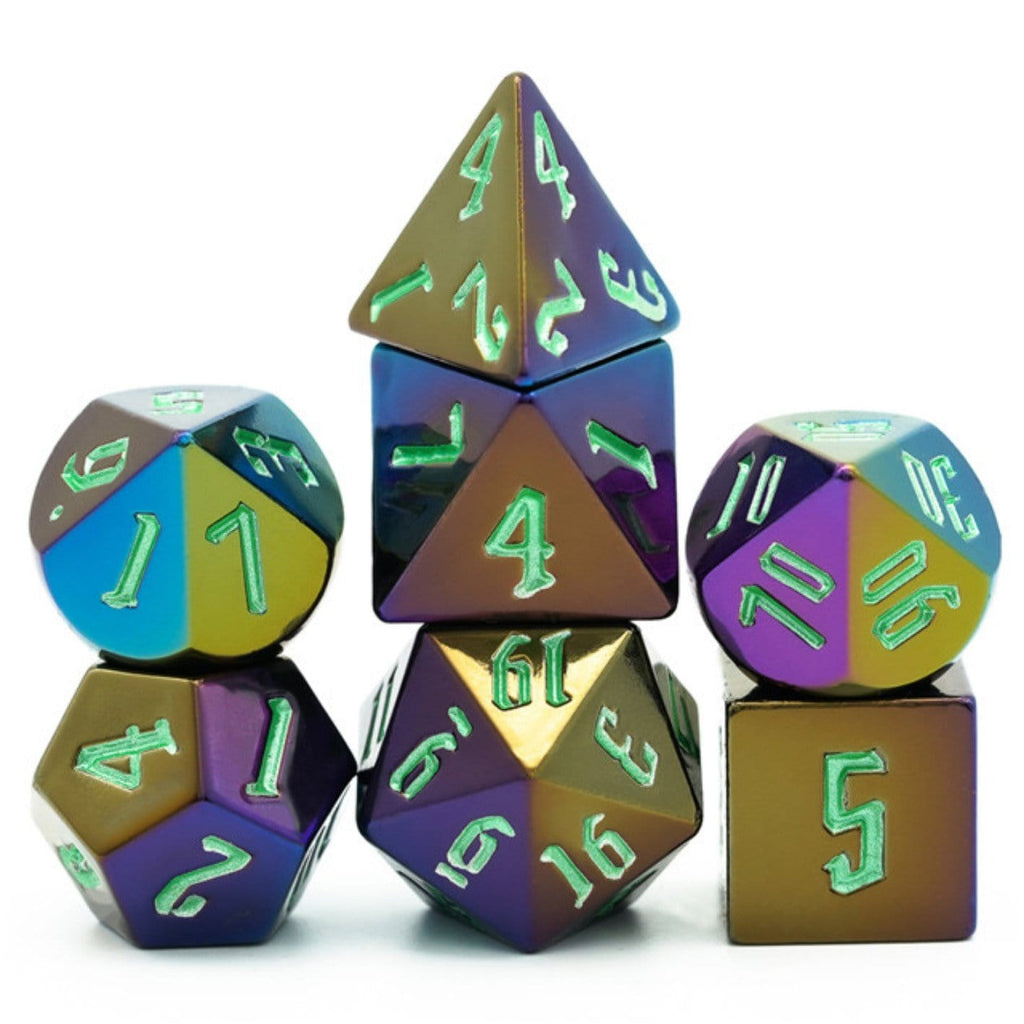 Jumbo Metallic Dice Set with Green Font Plastic Dice Foam Brain Games