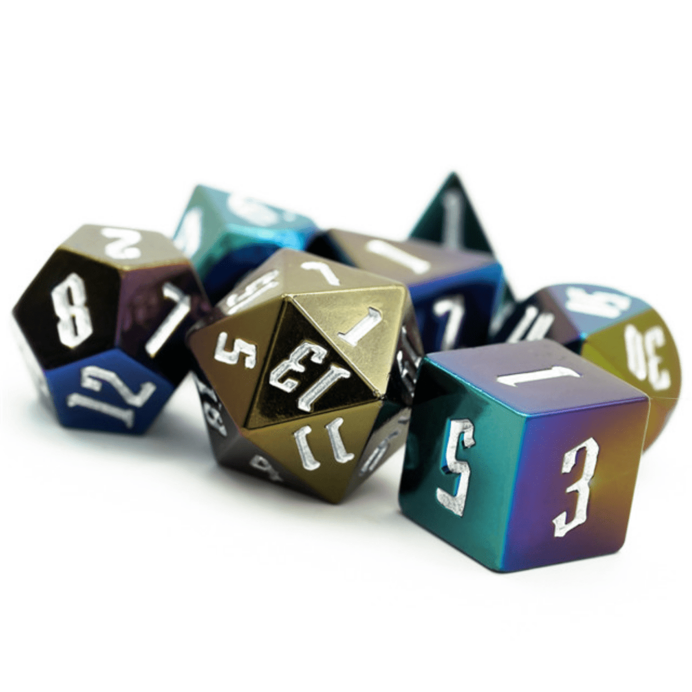 Jumbo Metallic Dice Set with Silver Font Plastic Dice Foam Brain Games